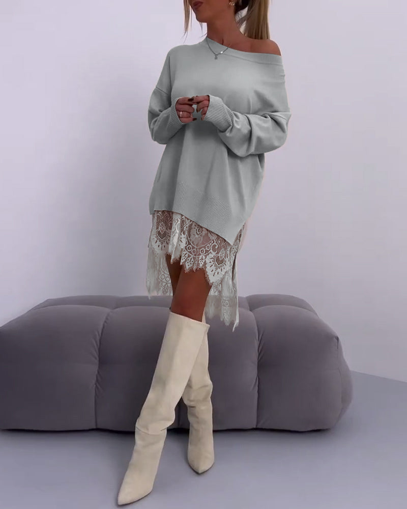 LOUELLA - FITTED OFF-SHOULDER SWEATER TOP