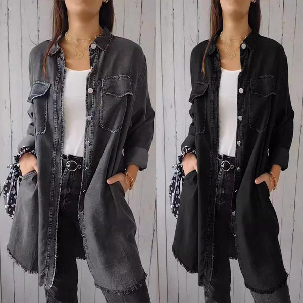 SHAVONNE - SHIRT DENIM WITH LAPEL JACKET