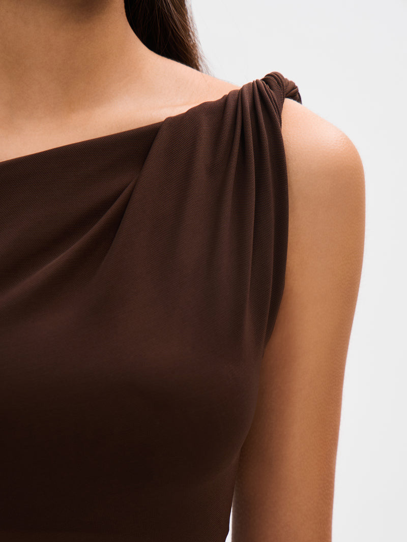 UNSURE - MOCHA TEXTURED WEAVE MAXI DRESS
