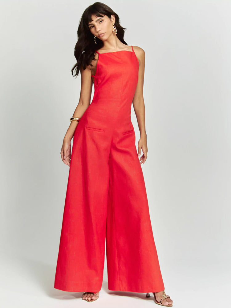 JOLENE - CHOCOLATE HALTER JUMPSUIT ELEGANCE