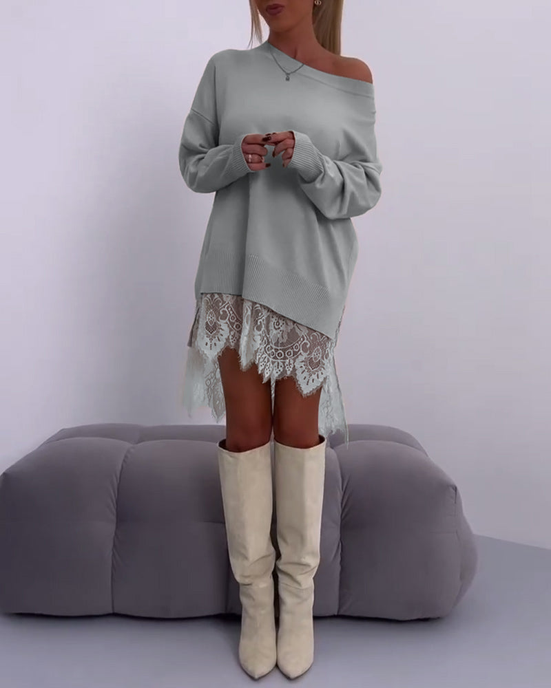 LOUELLA - FITTED OFF-SHOULDER SWEATER TOP