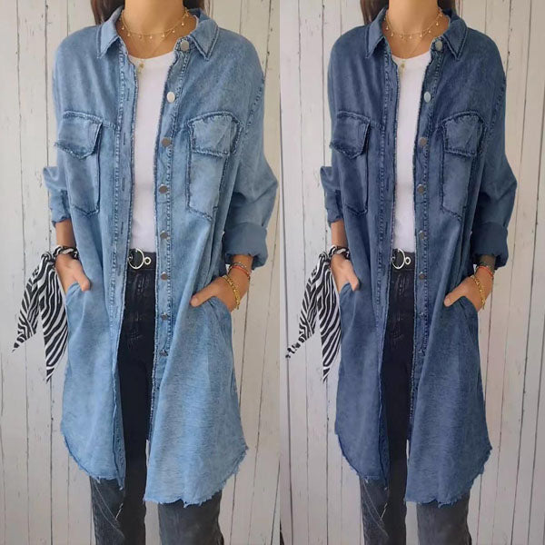 SHAVONNE - SHIRT DENIM WITH LAPEL JACKET