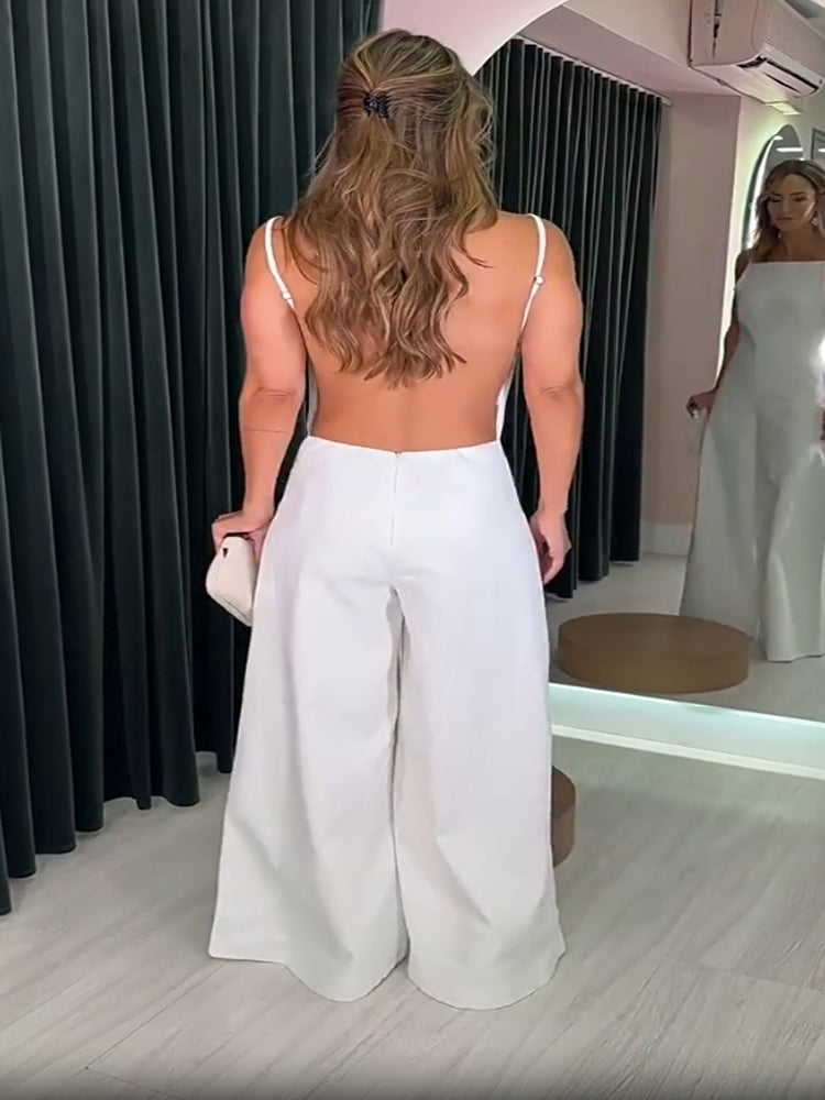 JOLENE - CHOCOLATE HALTER JUMPSUIT ELEGANCE