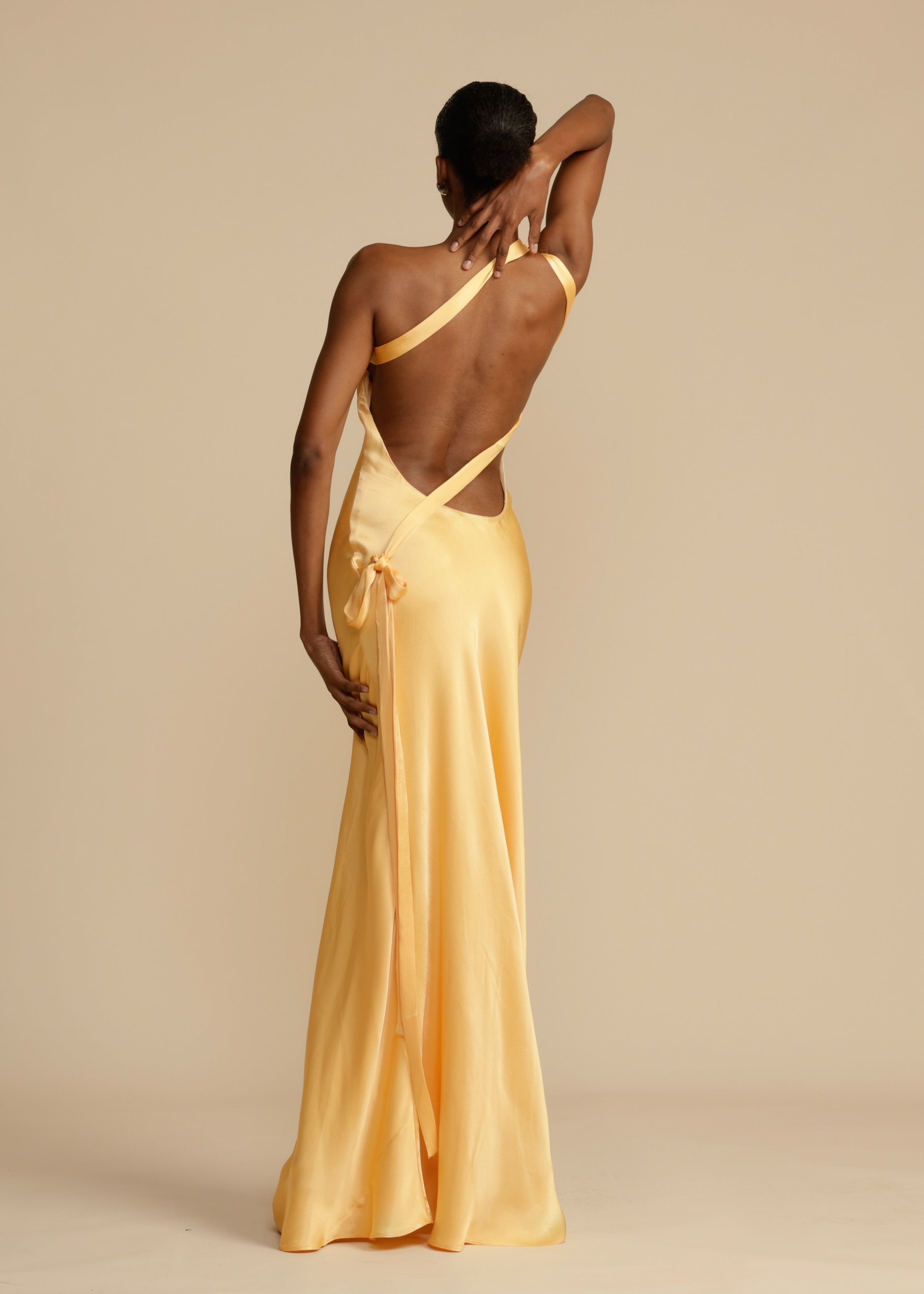 AVEEKO - ELEGANT SATIN CURVE DRESS