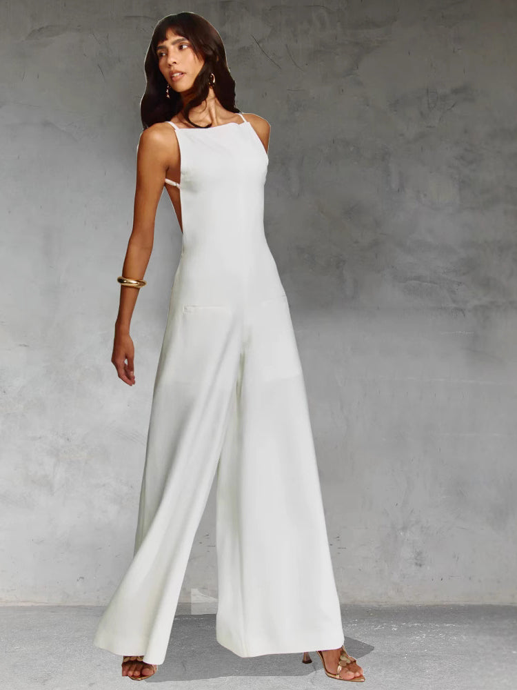 JOLENE - CHOCOLATE HALTER JUMPSUIT ELEGANCE
