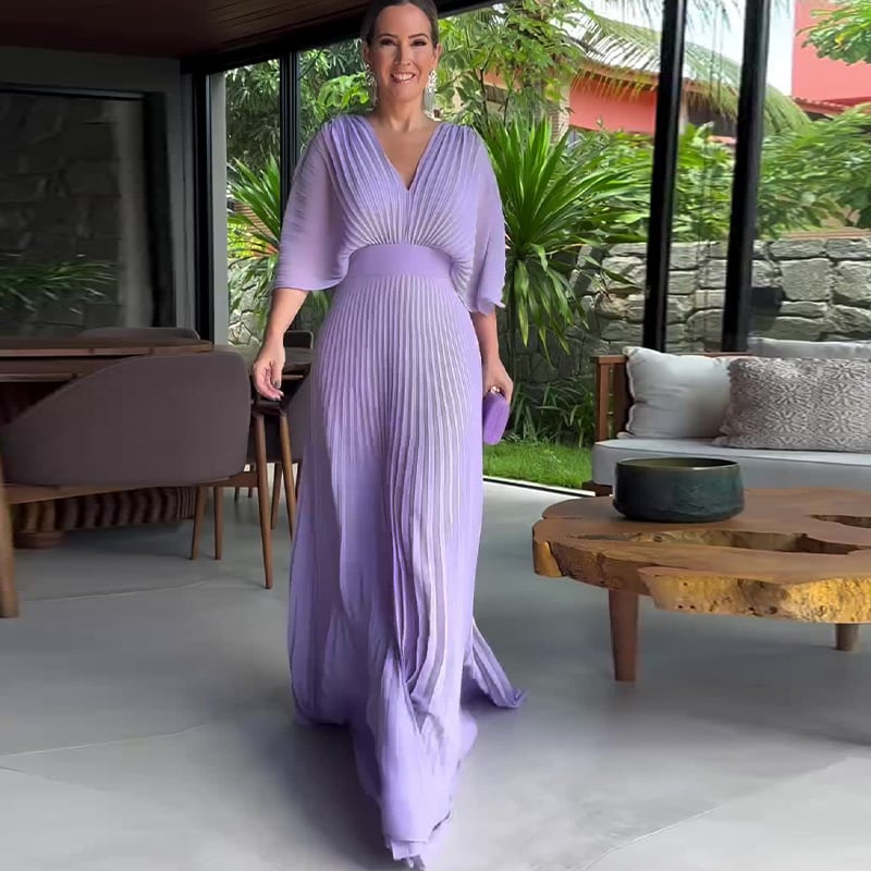 KOHLE - ELEGANT DRAPE SLEEVE WAISTED DRESS