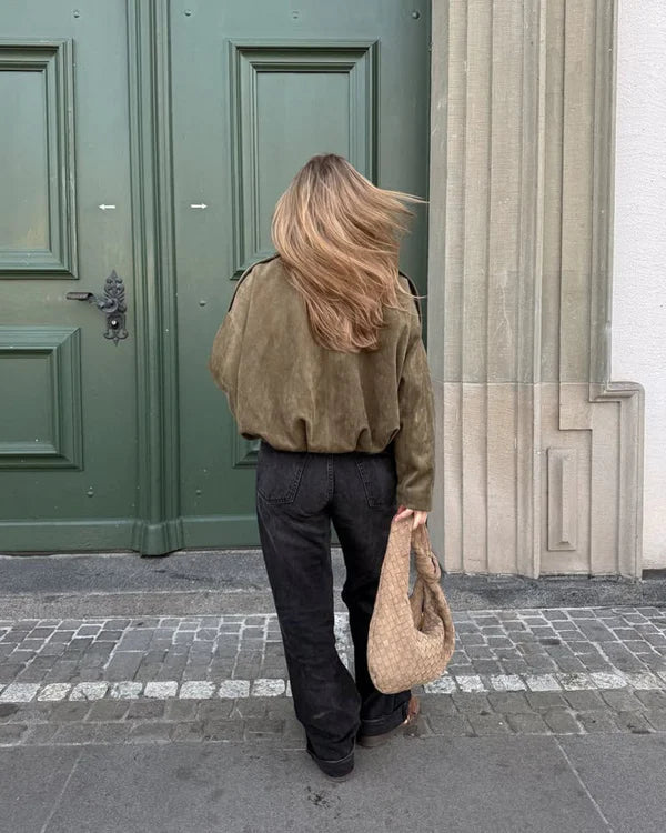 ADA - FAUX SUEDE BOMBER JACKET
