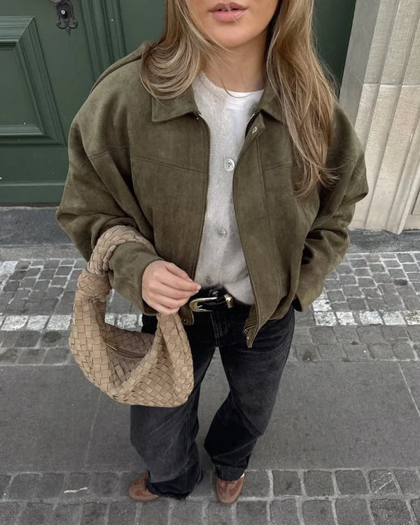 ADA - FAUX SUEDE BOMBER JACKET