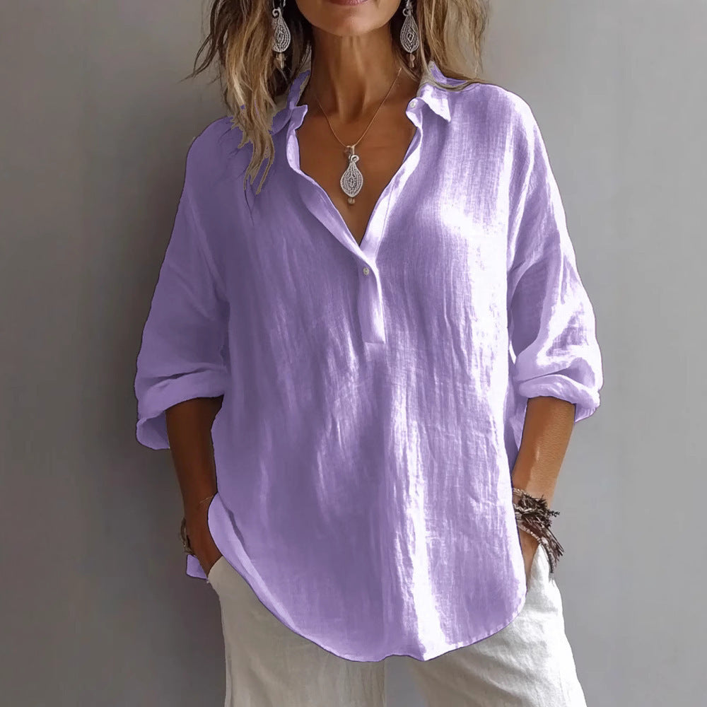 FRAN - CHIC V-NECK BLOUSE CLASSIC V NECK TOP