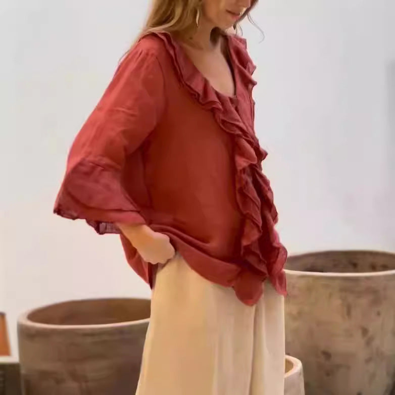 AVRIL - FLOWY RUFFLE BLOUSE