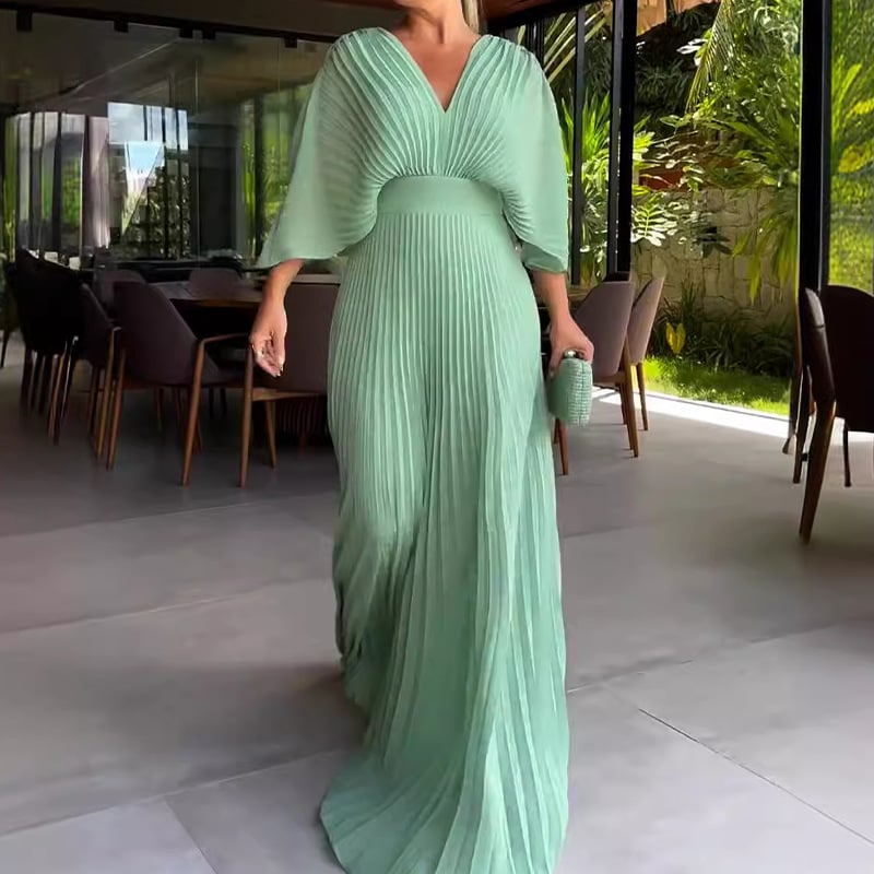 KOHLE - ELEGANT DRAPE SLEEVE WAISTED DRESS