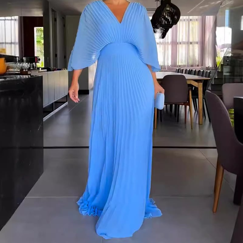 KOHLE - ELEGANT DRAPE SLEEVE WAISTED DRESS