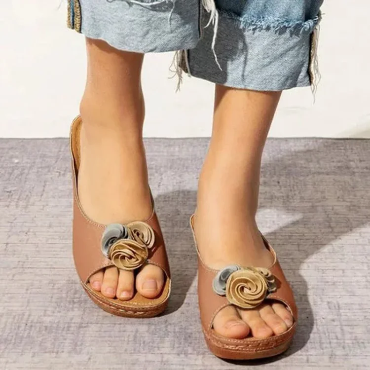 XYRIEL - ORTHOPEDIC LEATHER WEDGE SANDALS