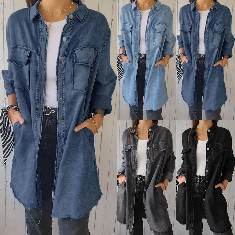 SHAVONNE - SHIRT DENIM WITH LAPEL JACKET