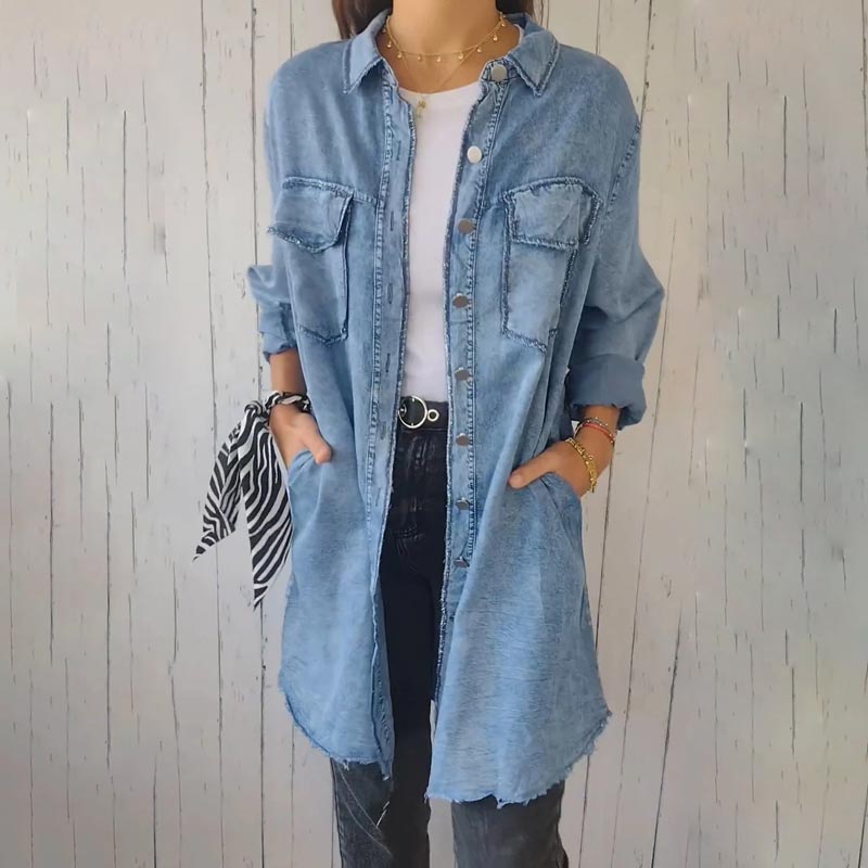 SHAVONNE - SHIRT DENIM WITH LAPEL JACKET