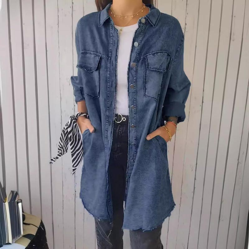 SHAVONNE - SHIRT DENIM WITH LAPEL JACKET