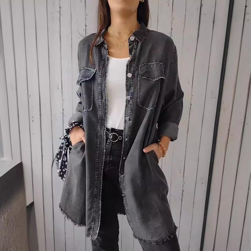 SHAVONNE - SHIRT DENIM WITH LAPEL JACKET