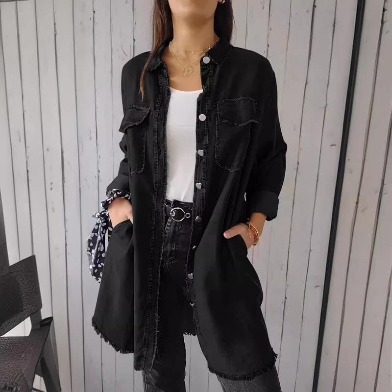 SHAVONNE - SHIRT DENIM WITH LAPEL JACKET