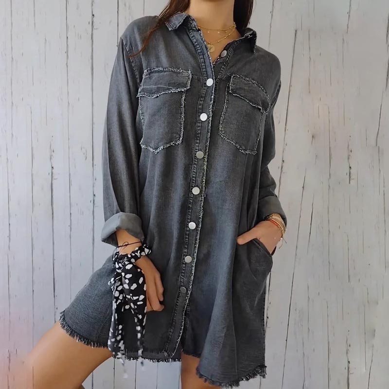 SHAVONNE - SHIRT DENIM WITH LAPEL JACKET