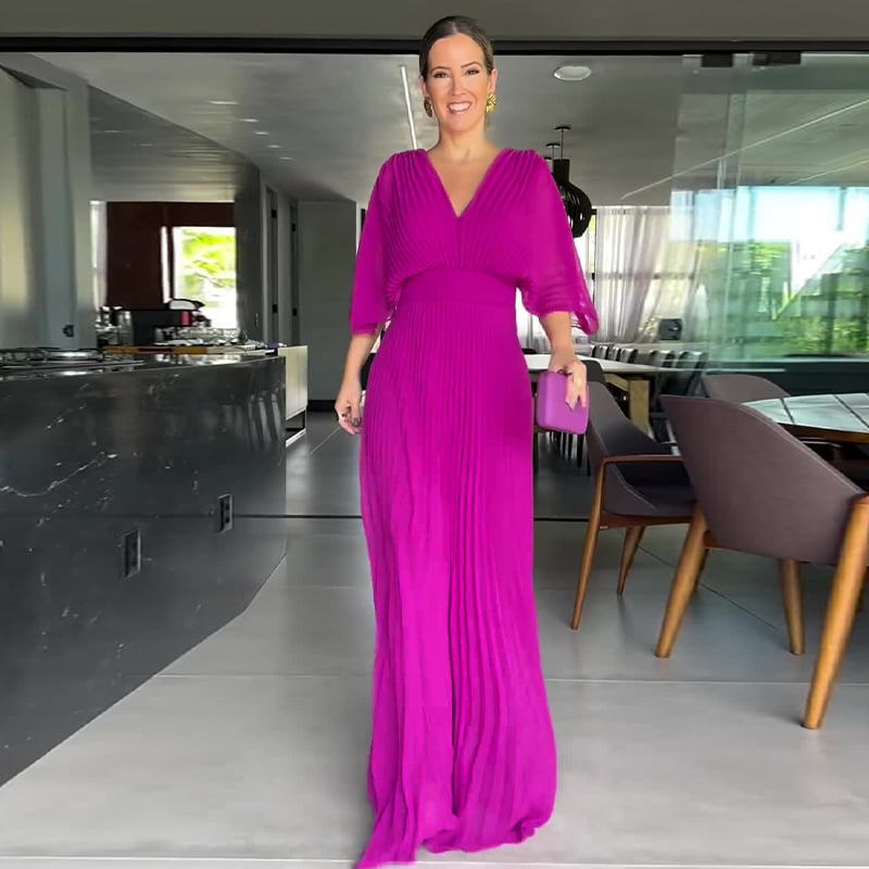 KOHLE - ELEGANT DRAPE SLEEVE WAISTED DRESS