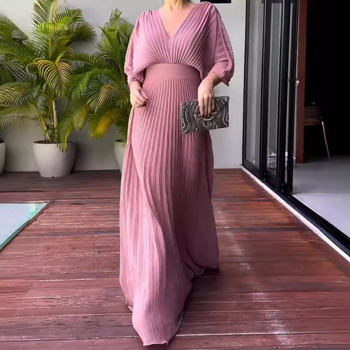 KOHLE - ELEGANT DRAPE SLEEVE WAISTED DRESS