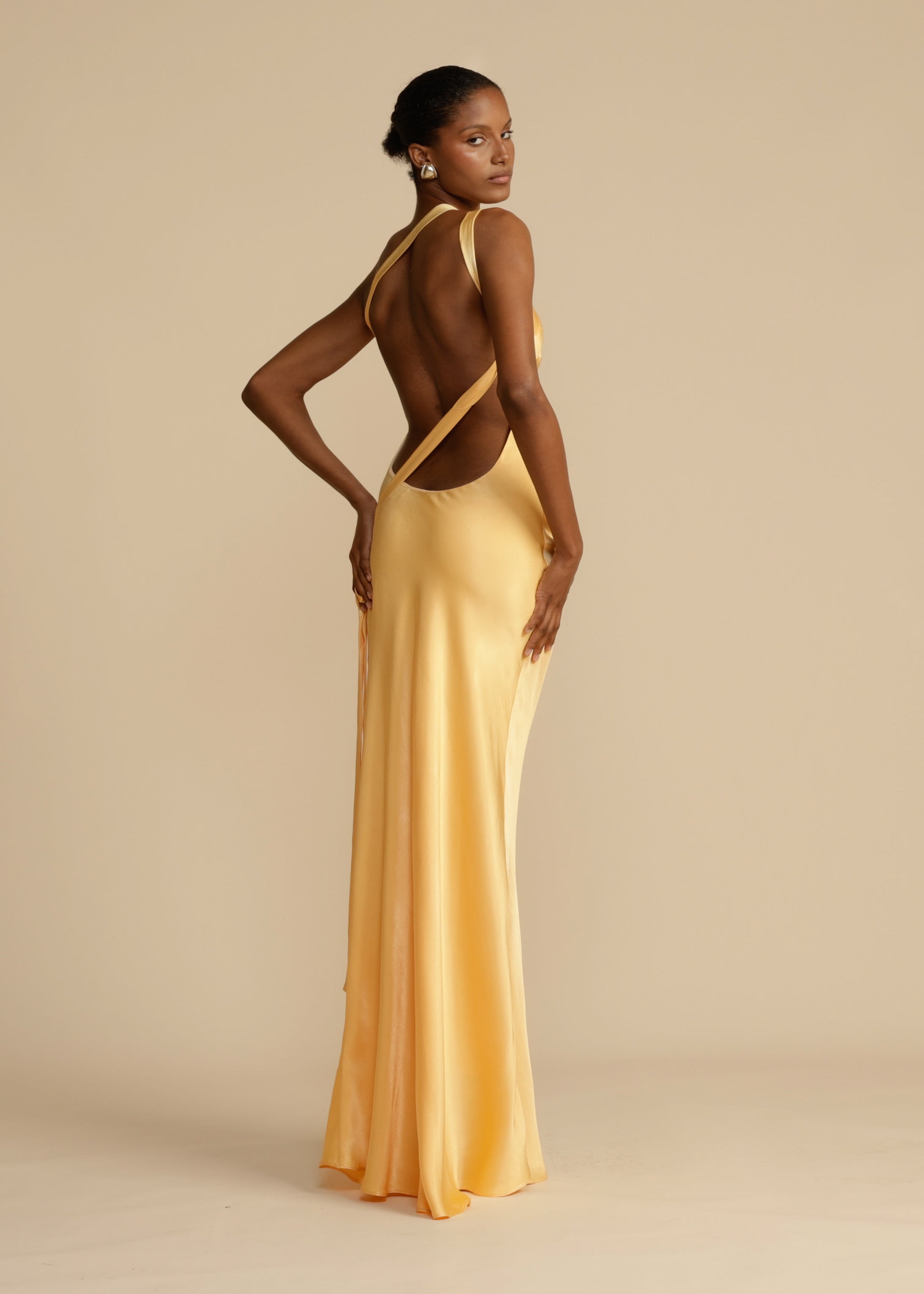 AVEEKO - ELEGANT SATIN CURVE DRESS