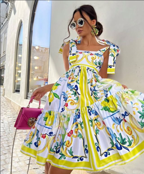 SENEDRINA - BLOSSOM LACE-UP MAXI DRESS