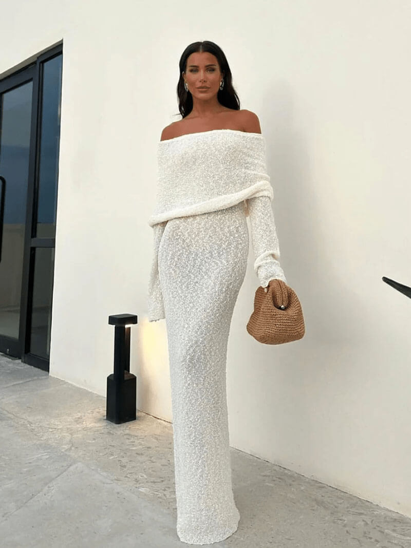 ATHENA - TEXTURED GLAM MAXI DRESS