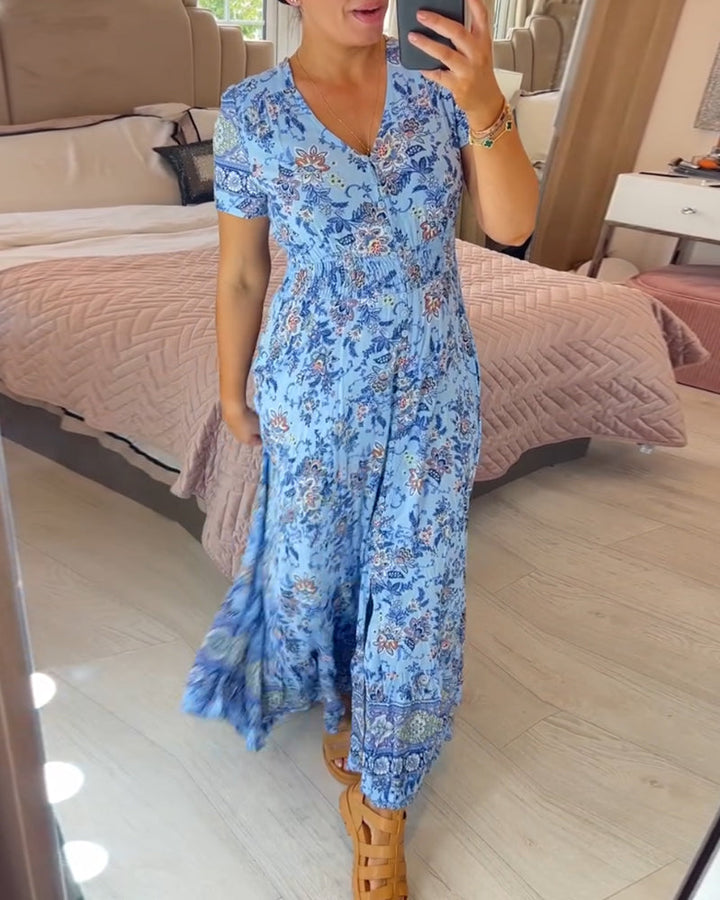 BRIAR - BOTANICAL V-NECK DRESS
