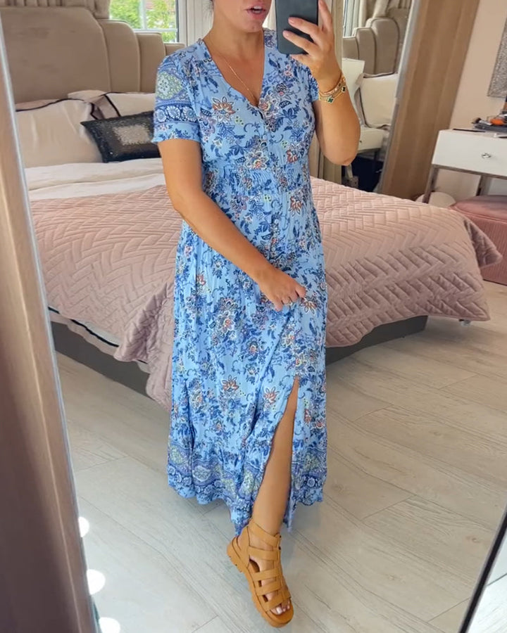 BRIAR - BOTANICAL V-NECK DRESS