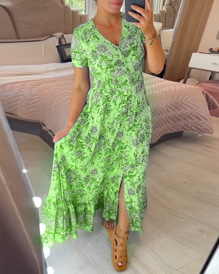 BRIAR - BOTANICAL V-NECK DRESS