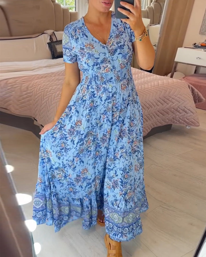 BRIAR - BOTANICAL V-NECK DRESS